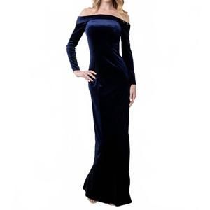 EVA | Dresses | New Eva Berlin Velvet Off Shoulder Long Sleeve Evening Dress  In Navy